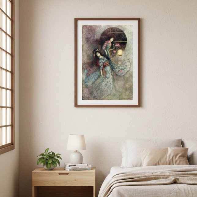 Poster Deux maidens et lanterne de Warwick Goble (Créateur téléchargé)