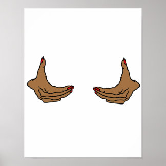 Poster Deux mains de femme noire de dessin animé tenant l