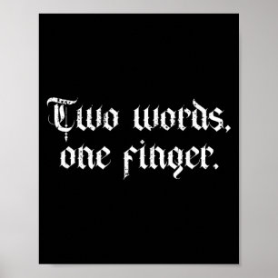 Poster Deux Mots Un Doigt Fck Moyen Doigt Drôle Adulte