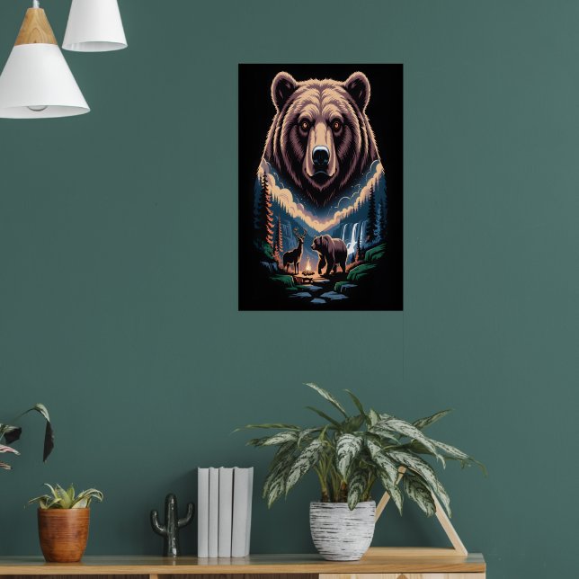 Poster Deux ours dans la forêt sombre (Salon 1)