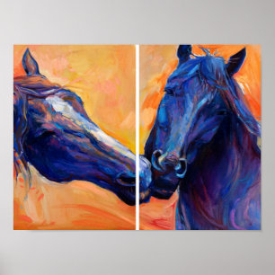 Poster Deux peintures à la tête de cheval : Le Duo d'Art