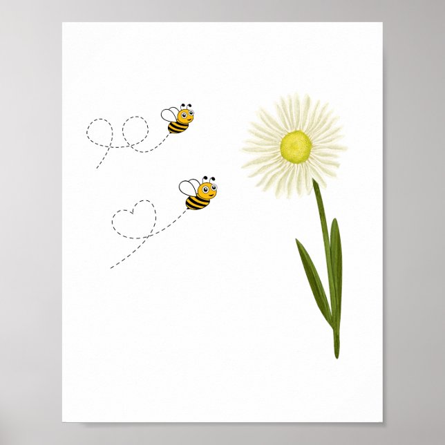 Poster Deux petites abeilles mignonnes (Devant)
