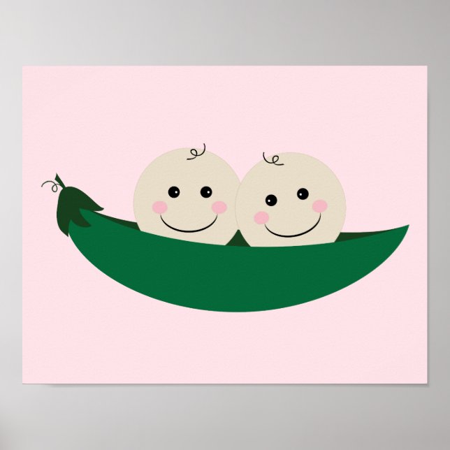 Poster Deux petits pois dans un pod Twins Baby (Devant)