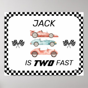 POSTER DEUX RAPIDES, VOITURE DE COURSE ANNIVERSAIRE, VOIT