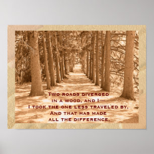 Poster Deux routes - Citation Robert Frost - Art print