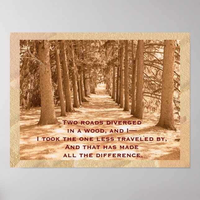 Poster Deux routes - Citation Robert Frost - Art print (Devant)
