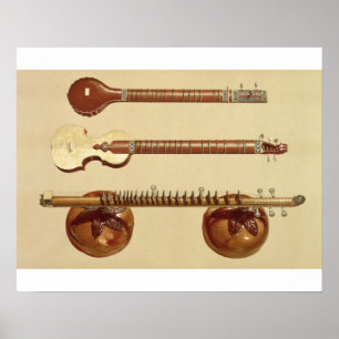 Poster Deux sitar et un vina de rudra, Indien, de