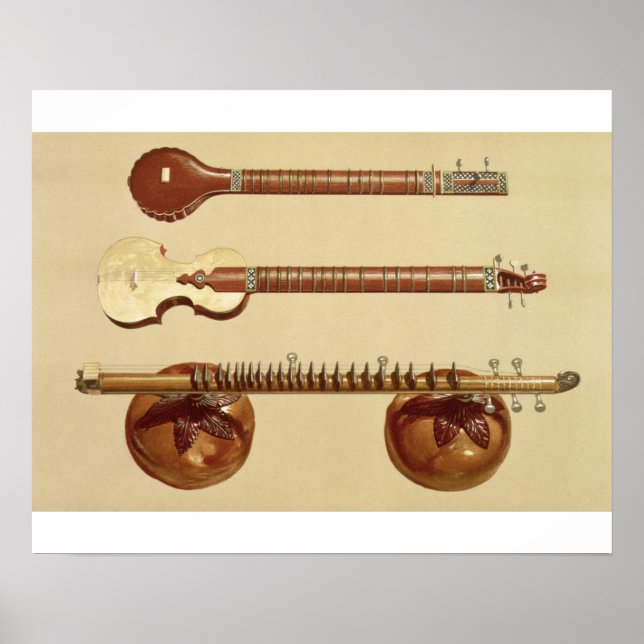 Poster Deux sitars et une rudra vina, indienne, de 'Music (Devant)