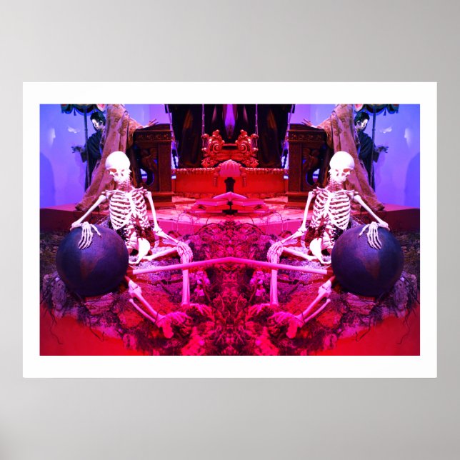 Poster Deux squelettes éffrayants effrayants (Devant)