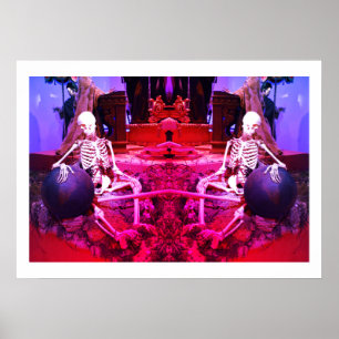 Poster Deux squelettes effrayants et effrayants art