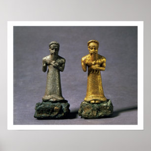 Poster Deux statuettes des hommes portant des offres des