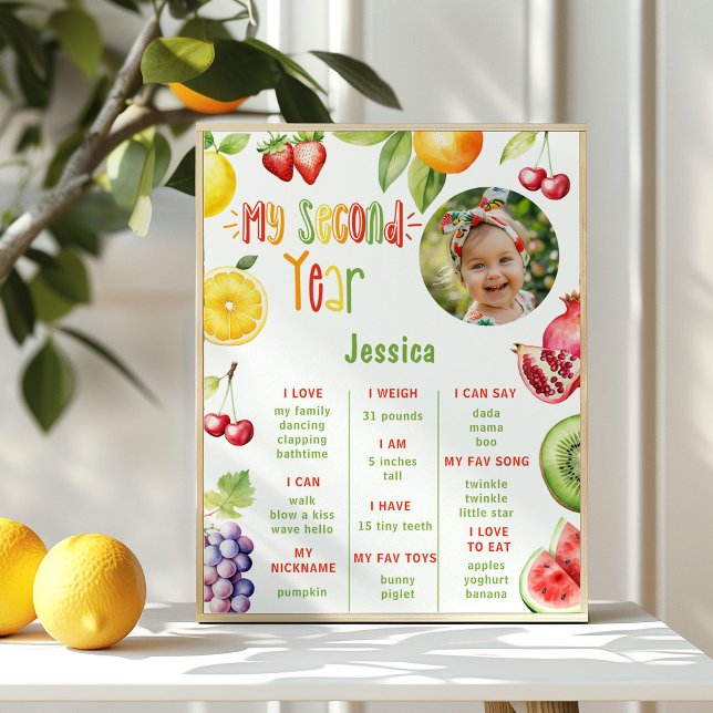 Poster Deux tti frutti 2e anniversaire photo jalon (Créateur téléchargé)