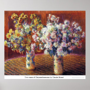 Poster Deux vases de Chrysanthemums par Claude Monet
