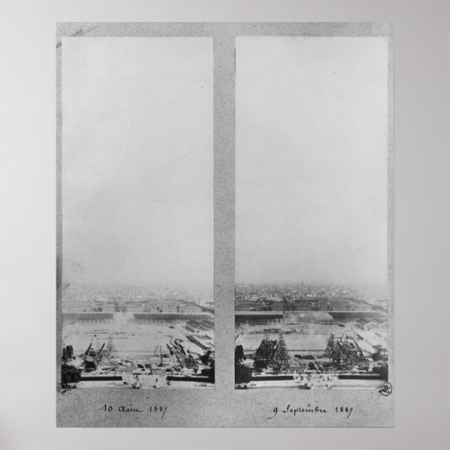 Poster Deux vues sur la construction de l'Eiffel 2 (Devant)