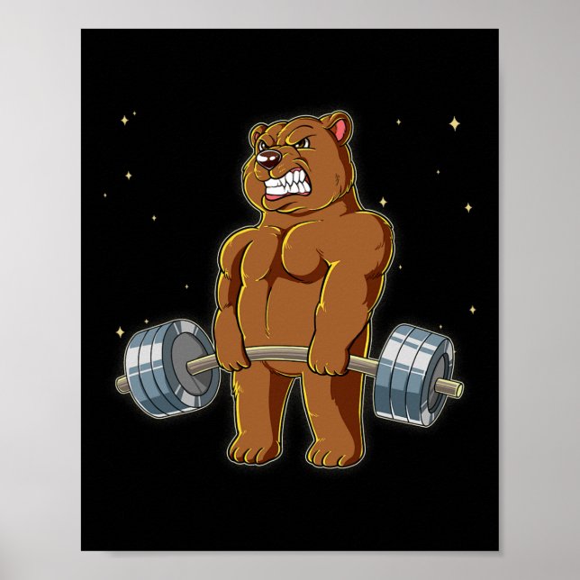 Poster Développé couché d'haltères de gym d'ours  (Devant)