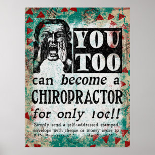 Poster Devenez Chiropraticien - Drôle Annonce Vintage