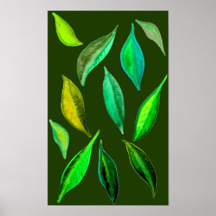 Poster Devenez écolo éco feuille aquarelle illustration