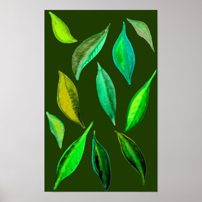 Poster Devenez écolo éco feuille aquarelle illustration (Devant)