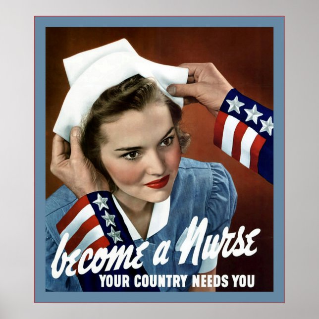Poster Devenez Infirmière ~ Infirmière Vintage (Devant)