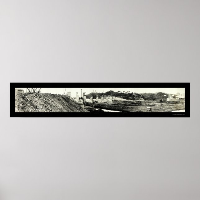 Poster Déversement Canal Panama Photo 1913 (Devant)