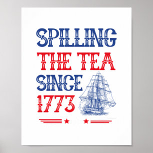 Poster Déverser Le Thé Depuis 1773 4 juillet Vintage