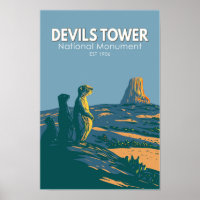 Devils Tower Monument national Prairie Chien Vinta