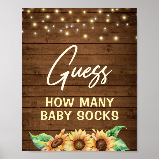 Poster Devine Combien De Chaussettes Bébé Rustique Tourne (Devant)