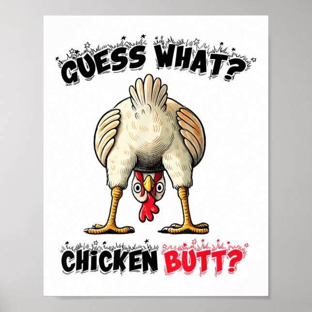 Poster Devinez Ce Beurre De Poulet Stuff Blague Butt Hu (Devant)