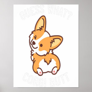 Poster Devinez Ce Corgi Butt Funny Corgi Chien Pun Cadeau