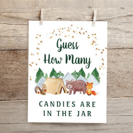 Poster Devinez combien d'animaux de bois Baby shower jeu