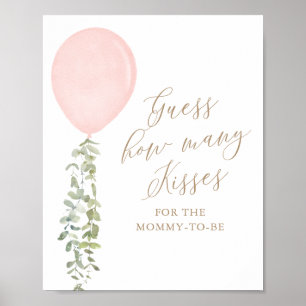 Poster Devinez combien de baisers Baby shower de ballon r