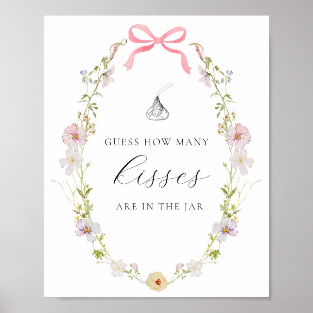 Poster Devinez combien de baisers douche jeu Fleur sauvag (Devant)