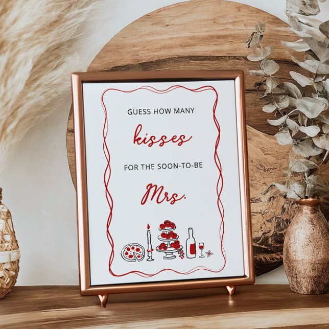 Poster Devinez combien de baisers Fête des mariées rouge  (Créateur téléchargé)