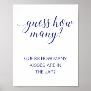 Poster Devinez combien de baisers Jeu de Baby Shower Mari