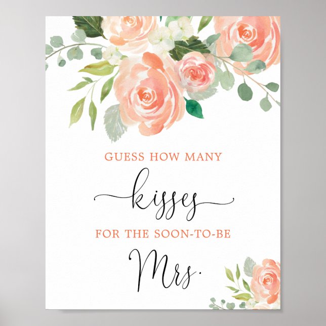 Poster Devinez combien de baisers jeu de fête de mariage  (Devant)