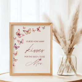 Poster Devinez combien de baisers Jeu papillon de Baby Sh