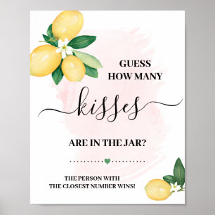 Poster Devinez combien de baisers Lemons Pink Shower Game