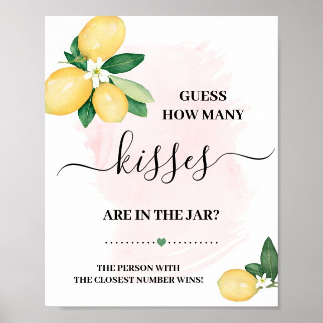 Poster Devinez combien de baisers Lemons Pink Shower Game (Devant)
