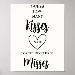 Poster Devinez combien de baisers Mme. Jeu de Baby Shower