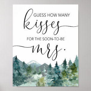 Poster Devinez combien de baisers pour les futures mariée