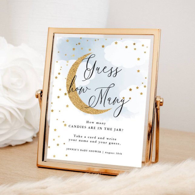 Poster Devinez combien de bleu sur la lune Baby shower je (Créateur téléchargé)