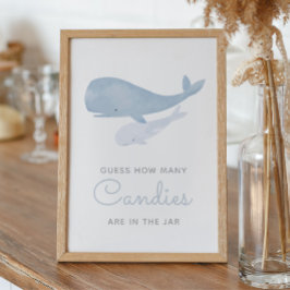 Poster Devinez combien de bonbons Baby shower de baleine 