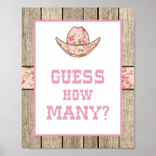 Poster Devinez combien de Cowgirl Baby shower signe