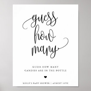 Poster Devinez combien de jeu d'affichage de calligraphie