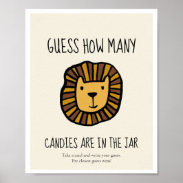 Poster Devinez combien de Lion Baby shower jeu
