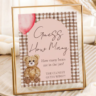 Poster Devinez combien Teddy Bear Baby shower table de je