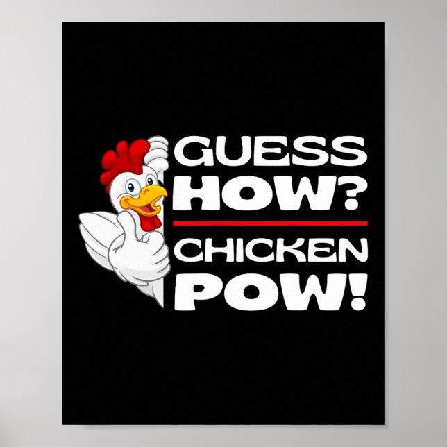 Poster Devinez comment le poulet Pow drôles de blagues de (Devant)