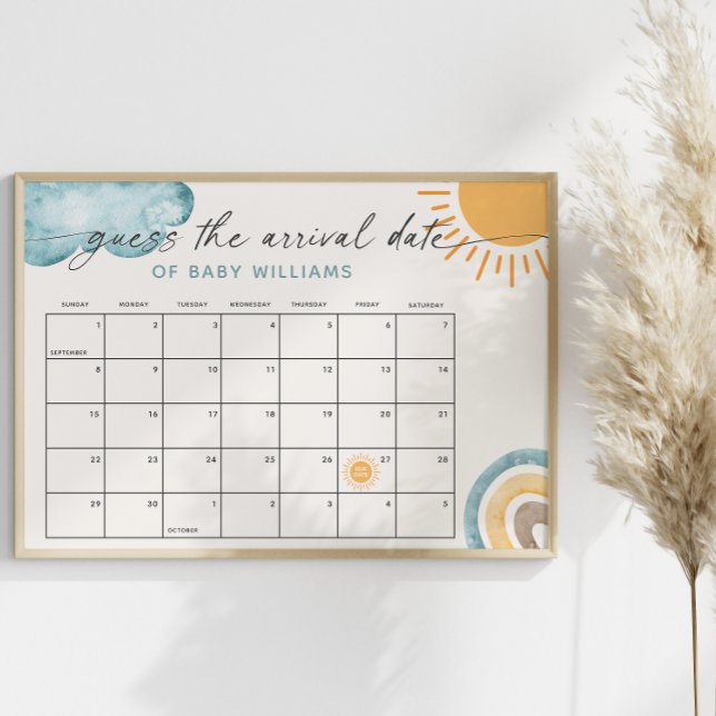 Poster Devinez la date d'arrivée Calendrier Thème Sunshin (Créateur téléchargé)