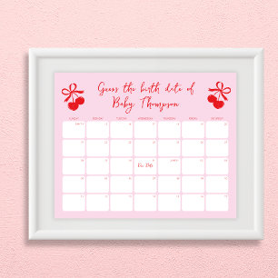 Poster Devinez la date de naissance Calendrier du Baby sh