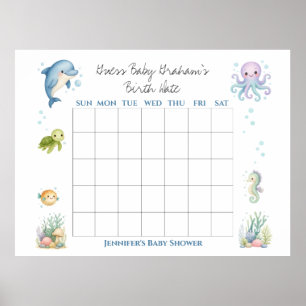 Poster Devinez la date de naissance de bébé pour la baby 